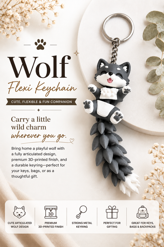 Wolf Flexi Keychain 🐺
